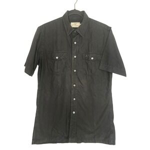 Thomas Burberry‎ Mens Black Short Sleeve Casual Button Down Shirt